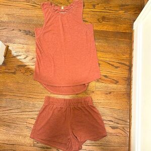 Lunya Restore Muscle tank and shirt PJ set in Drift